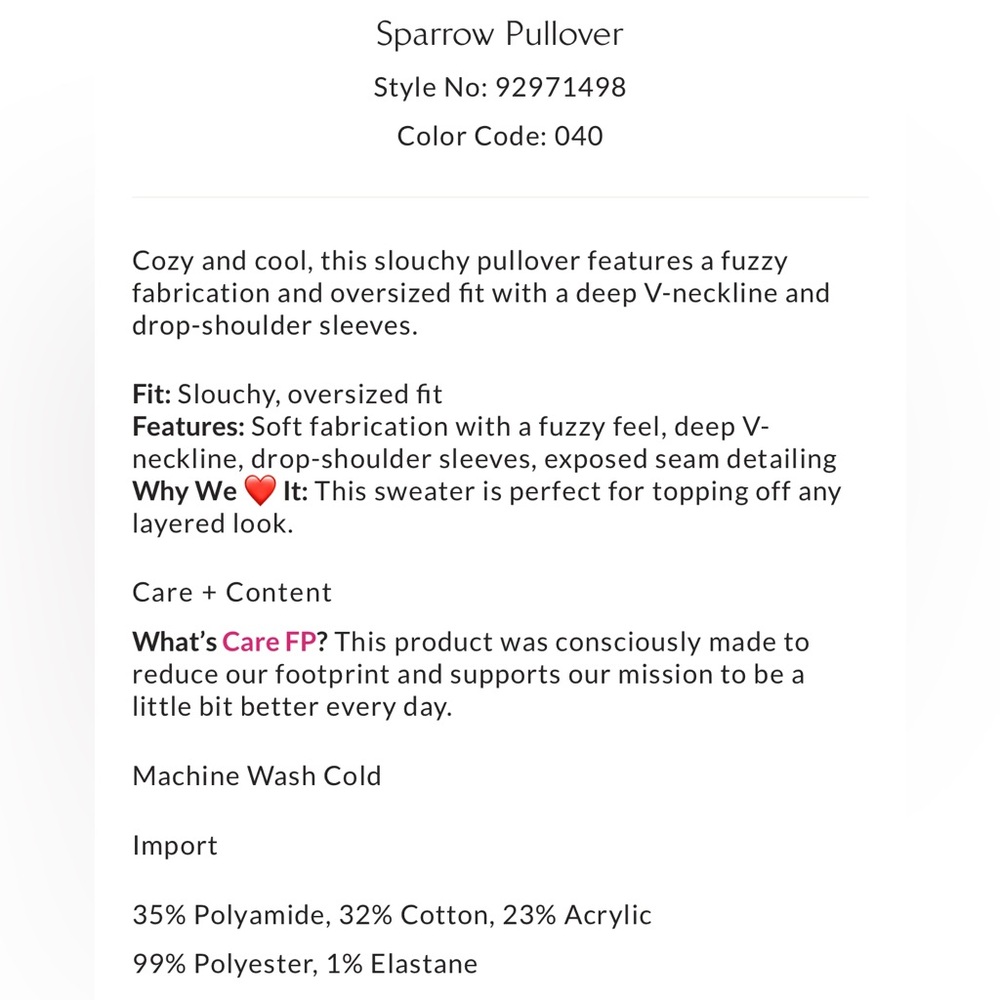 NWT Free People Sparrow Pullover - Picture 6 of 7